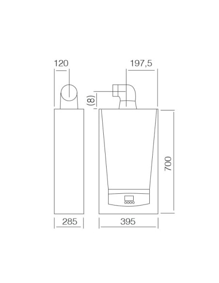 Dimensiones Caldera de gas BAXI Cubic 28/28 F