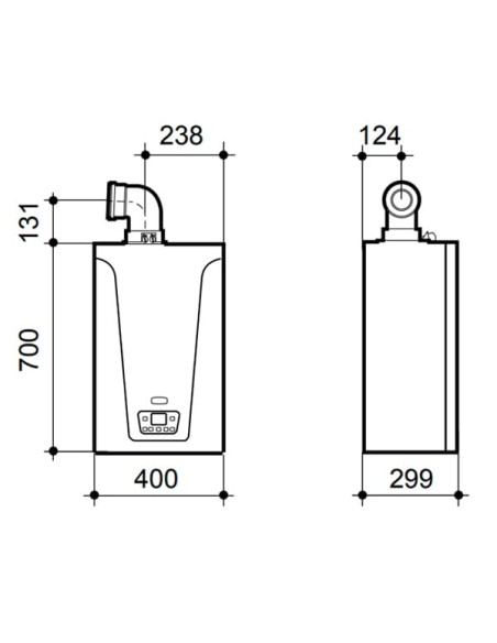 Dimensions Chaudière BAXI Platinum Compact 26/26 F ECO