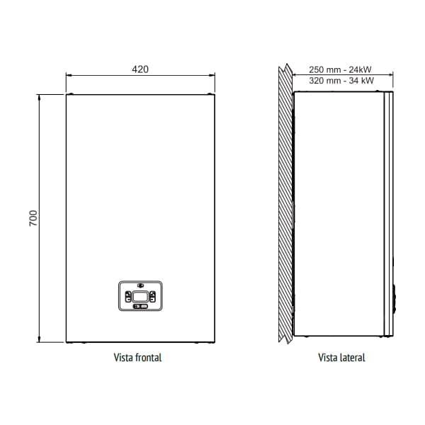 Dimensions Ferroli Kalis 24 C boiler