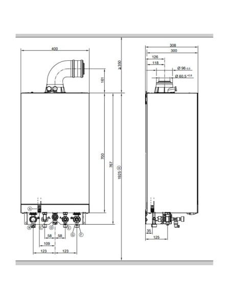 Dimensions Chaudière VIESSMANN VITODENS 050-W B0KA 25KW