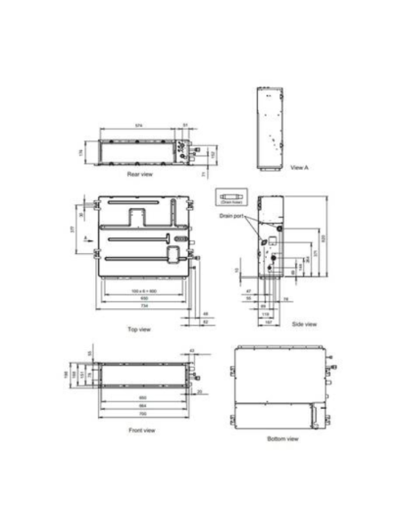 Fujitsu ACY60MI-KL indoor unit dimensions