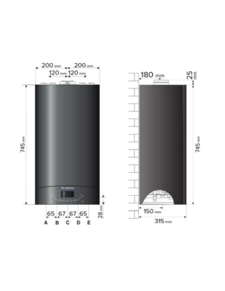 Ariston Ateas One Net 35 FF EU Boiler Dimensions