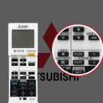 Botones del mando del aire acondicionado Mitsubishi