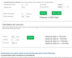 calculadora consumo aire acondicionado